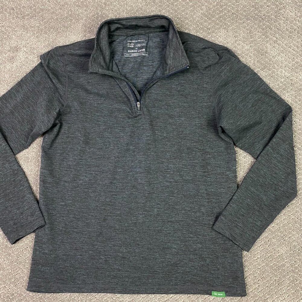 Marine Layer Cisco Meraki 1/4 Zip Pullover Men's Medium Charcoal Performance